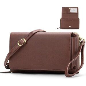 Women’s 03-coffee Leather Imported Zipper Purses Crossbody Bag